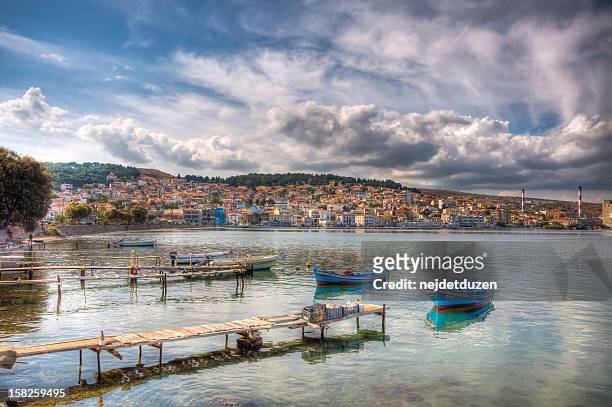 lesvos old harbour, greece - mytilene stock pictures, royalty-free photos & images