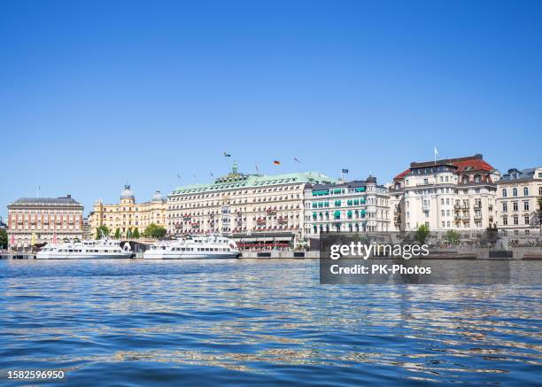 strandvägen embankment architecture in stockholm, sweden - strandvägen stock pictures, royalty-free photos & images