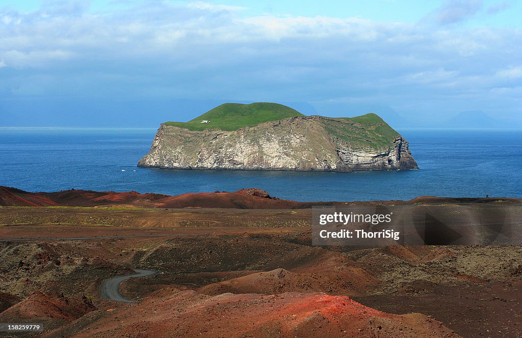 Bjarnarey Island seen from Mount Eldfell