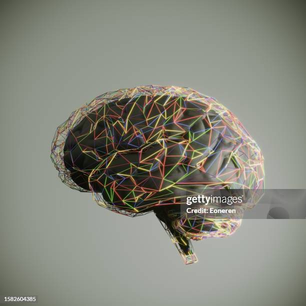 mehrfarbige verbindungen im gehirn - neurowissenschaften stock-fotos und bilder