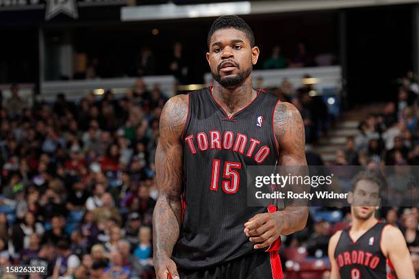 Amir Johnson of the Toronto Raptors in a game against the Sacramento Kings on December 5, 2012 at Sleep Train Arena in Sacramento, California. NOTE...