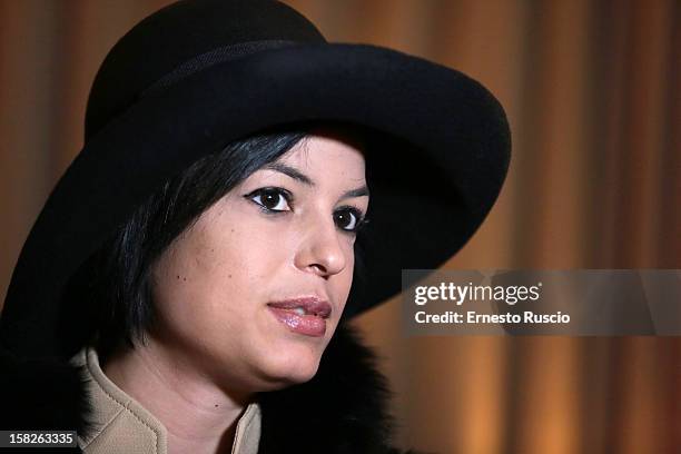 Sara Tommasi attends the Launch of her book 'Ora Basta Parlo Io' at Elle Restaurant on December 12, 2012 in Rome, Italy.