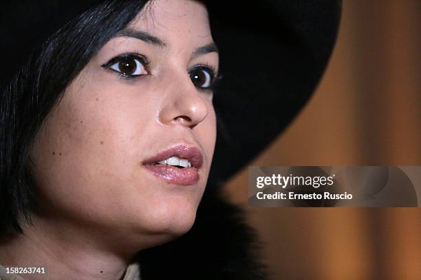 Sara Tommasi attends the Launch her book 'Ora Basta Parlo Io' at Elle Restaurant on December 12, 2012 in Rome, Italy.