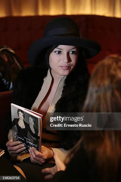 Sara Tommasi attends the Launch her book 'Ora Basta Parlo Io' at Elle Restaurant on December 12, 2012 in Rome, Italy.