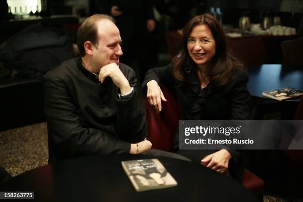 Don Michele Barone, Cinzia Casciarelli attend the Book Launch 'Ora Basta Parlo Io' at Elle Restaurant on December 12, 2012 in Rome, Italy.