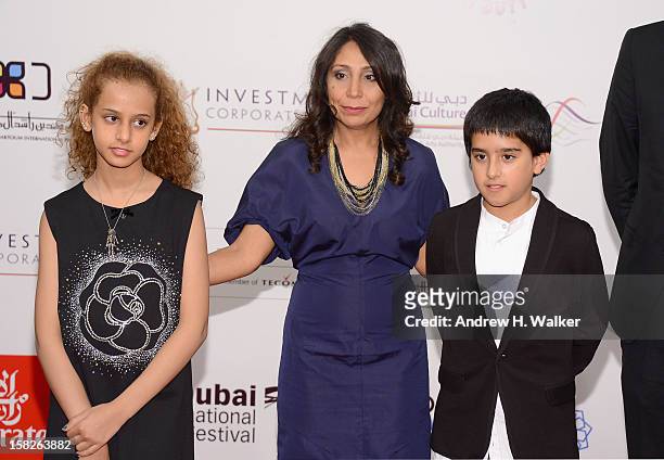 Actress Waad Mohammed, director Haifaa Al Mansour and actor Abdulrahman al Guhani attend the "Wadjda" premiere during day four of the 9th Annual...
