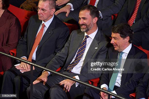International Olympic Committee President Jaques Rogge, Prince Felipe of Spain and Madrid Regional President Ignacio Gonzalez attend Spanish Olympic...