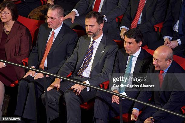 International Olympic Committee President Jaques Rogge, Prince Felipe of Spain, Madrid Regional President Ignacio Gonzalez and Spain's Minister for...