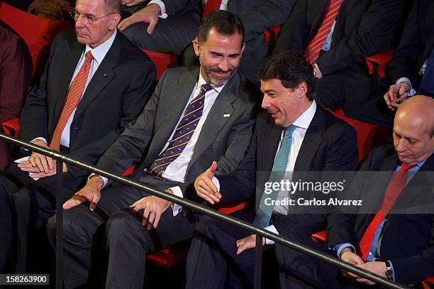 International Olympic Committee President Jaques Rogge, Prince Felipe of Spain, Madrid Regional President Ignacio Gonzalez and Spain's Minister for...