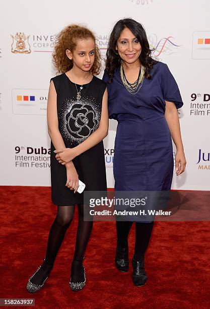 Actress Waad Mohammed and director Haifaa Al Mansour attend the "Wadjda" premiere during day four of the 9th Annual Dubai International Film Festival...