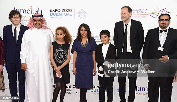 Fahad al Sukait, actress Waad Mohammed, director Haifaa Al Mansour and actor Abdulrahman al Guhani attend the "Wadjda" premiere during day four of...