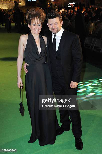 Lorraine Ashbourne and Andy Serkis attend a royal film performance of "The Hobbit: An Unexpected Journey" at The Empire Leicester Square on December...