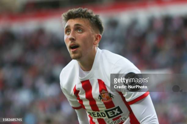 Sunderland's Dan Neil looks frustrated during the Sky Bet Championship match between Sunderland and Ipswich Town at the Stadium Of Light, Sunderland...