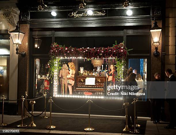 Models pose as Josephine De La Baume opens the new Agent Provocateur store on Grosvenor Street on December 11, 2012 in London, England.