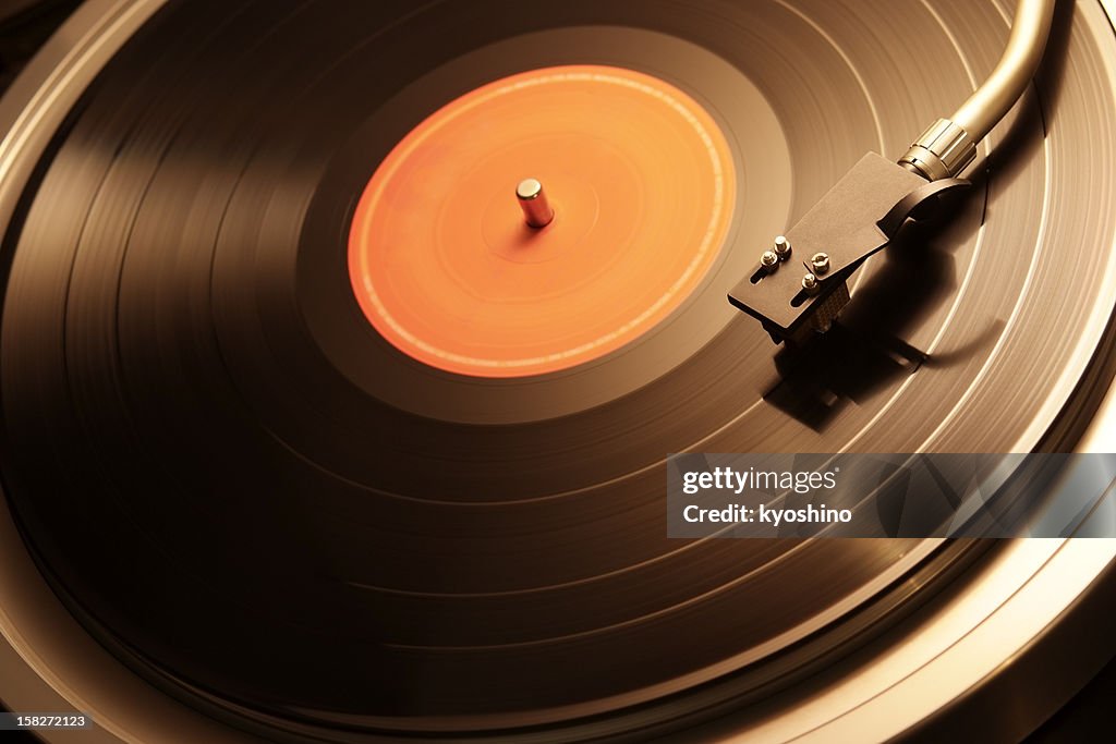 Mouvement de la Platine de disque vinyle des tons chauds-image
