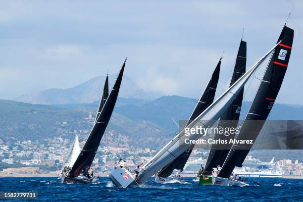 Sailing boats compete during a leg of the 41th Copa del Rey Mapfre Sailing Cup at the Real Club Nautico on July 31, 2023 in Palma de Mallorca, Spain.