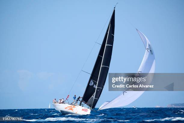 Sailing boat competes during a leg of the 41th Copa del Rey Mapfre Sailing Cup at the Real Club Nautico on July 31, 2023 in Palma de Mallorca, Spain.