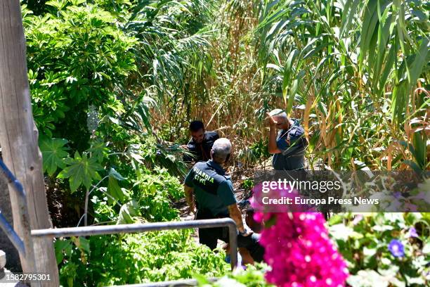 Civil Guard officers after intercepting two Syrian migrants on the coast of Ceuta, in the Sarchal neighborhood, July 31 in Ceuta, Spain. The Guardia...