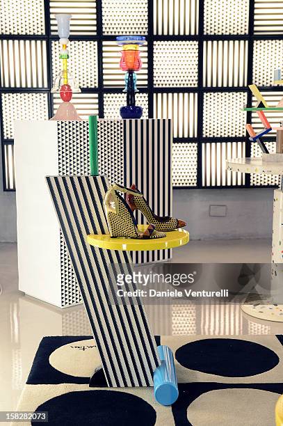 General view of the 'Sergio Rossi Meets Memphis' at Corso Como 10 on December 12, 2012 in Milan, Italy.