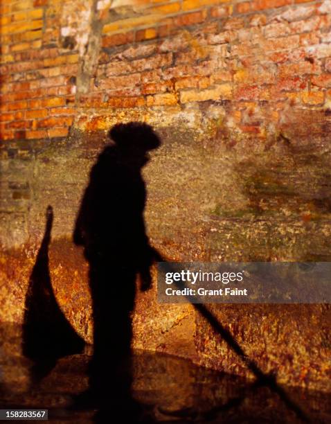 shadow of a gondolier in narrow canal - gondolier - fotografias e filmes do acervo