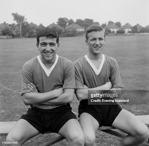Chelsea Football Club soccer players, from left: Terry Venables and Allan Harris August 6th 1959.