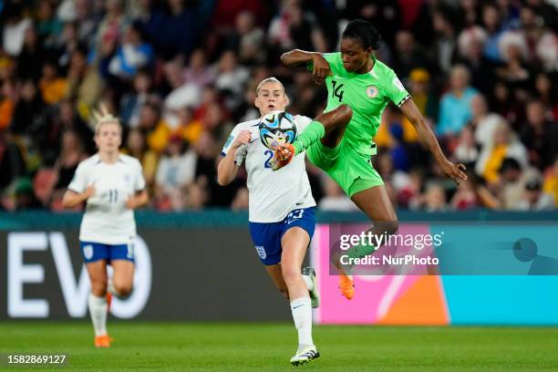 Demehin of Nigeria and Rivers Angels and Alessia Mia Teresa Russo of England and Arsenal compete for the ball during the FIFA Women's World Cup...