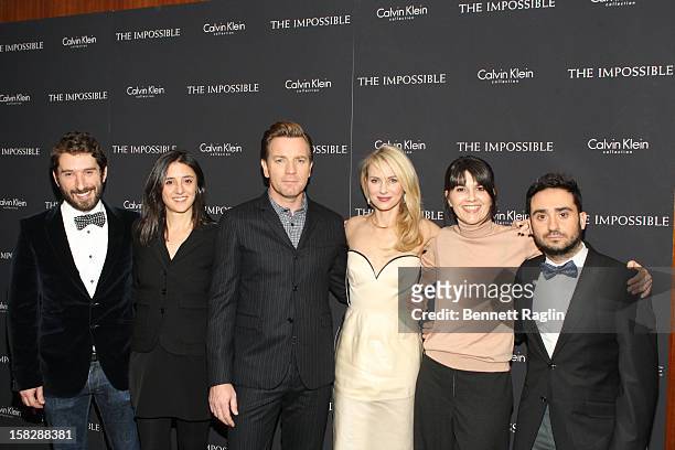 Sergio Sanchez, Belen Atienza, Ewen McGregor, Naomi Watts, Maria Belon, and J.A. Bayona attend "The Impossible" New York Special Screening at Museum...