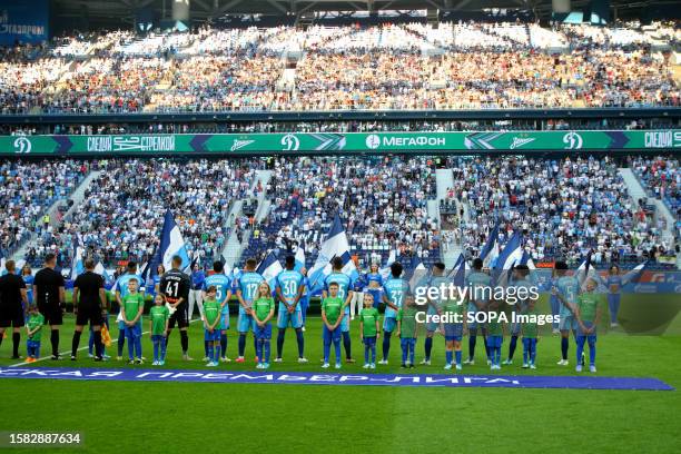 Players of Zenit seen during the Russian Premier League football match between Zenit Saint Petersburg and Dynamo Moscow at Gazprom Arena. Zenit 2:3...