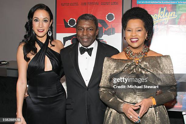Event chairs Eboni Gates, Noel Hankin and Sherry Bronfman attend The Museum of Modern Art's Jazz Interlude Gala at Museum of Modern Art on December...