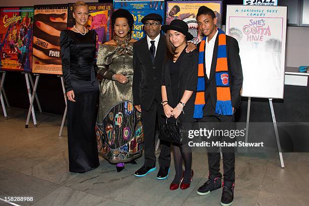 Tonya Lewis Lee, Event chair Sherry Bronfman, director Spike Lee, Satchel Lee and Jackson Lee attend The Museum of Modern Art's Jazz Interlude Gala...