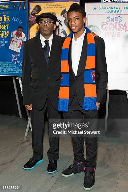 Director Spike Lee and Jackson Lee attend The Museum of Modern Art's Jazz Interlude Gala at Museum of Modern Art on December 12, 2012 in New York...