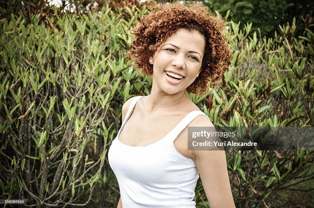 Girl smiling in park