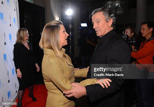 Humanitarian Award Honoree Maria Arena Bell and actor Eric Braeden attend the 14th Annual Women's Image Network Awards at Paramount Theater on the...