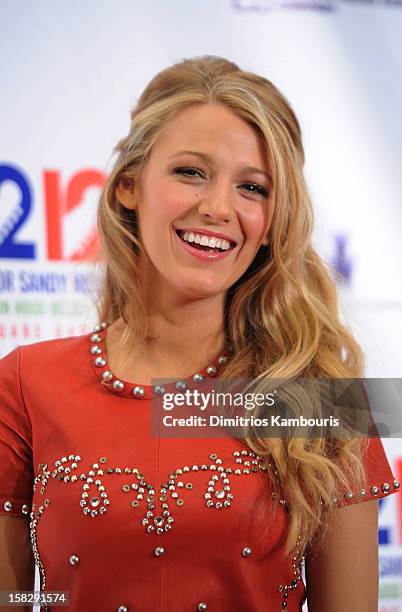 Blake Lively attends "12-12-12" a concert benefiting The Robin Hood Relief Fund to aid the victims of Hurricane Sandy presented by Clear Channel...