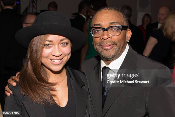 Satchel Lee and director Spike Lee attend The Museum of Modern Art's Jazz Interlude Gala after party at Museum of Modern Art on December 12, 2012 in...