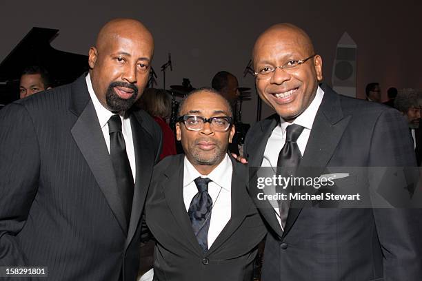 New York Knicks coach Mike Woodson, director Spike Lee and New York Knicks assistant coach Darrell Walker attend The Museum of Modern Art's Jazz...