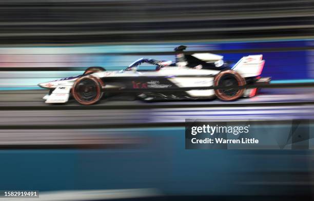 Mitch Evans of Jaguar TCS Racing races in a qualification duel ahead of the ABB FIA Formula E Championship - 2023 Hankook London E-Prix Round 16 on...