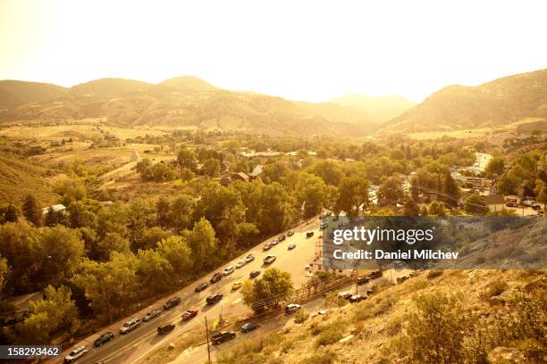 small town at sunset. - morrison stock pictures, royalty-free photos & images