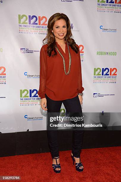 Carolina Bermudez attends "12-12-12" a concert benefiting The Robin Hood Relief Fund to aid the victims of Hurricane Sandy presented by Clear Channel...