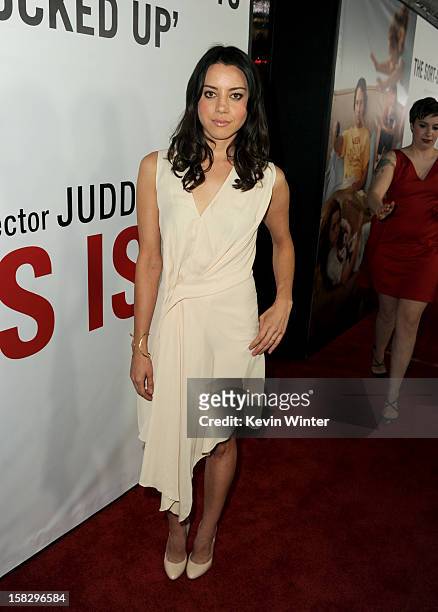 Actress Aubrey Plaza attends the premiere of Universal Pictures' "This Is 40" at Grauman's Chinese Theatre on December 12, 2012 in Hollywood,...