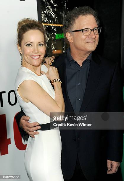 Actress Leslie Mann and Actor/Director Albert Brooks attend the premiere of Universal Pictures' "This Is 40" at Grauman's Chinese Theatre on December...