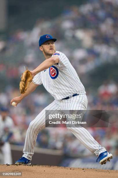 Jameson Taillon of the Chicago Cubs pitches in a game against the Philadelphia Phillies at Wrigley Field on June 27, 2023 in Chicago, Illinois.