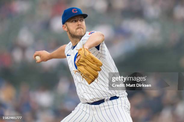 Jameson Taillon of the Chicago Cubs pitches in a game against the Philadelphia Phillies at Wrigley Field on June 27, 2023 in Chicago, Illinois.