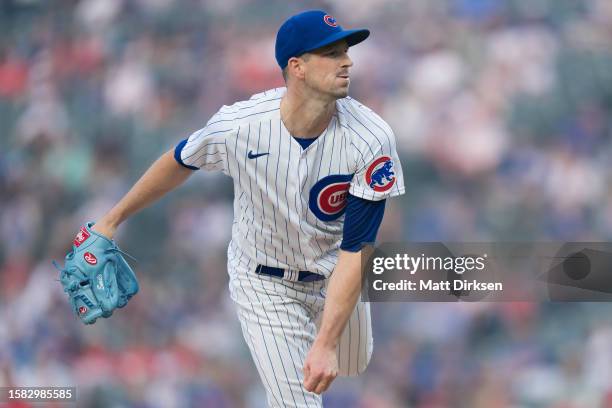 Drew Smyly of the Chicago Cubs pitches in a game against the Philadelphia Phillies at Wrigley Field on June 28, 2023 in Chicago, Illinois.