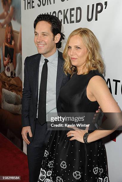 Actor Paul Rudd and wife Julie Yaeger attend the premiere of Universal Pictures' "This Is 40" at Grauman's Chinese Theatre on December 12, 2012 in...