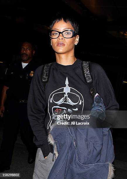 Rihanna is seen at LAX Airport on December 12, 2012 in Los Angeles, California.