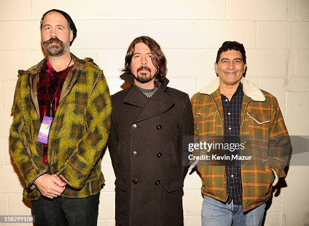 Dave Grohl and Krist Novoselic at the 12-12-12 The Concert For Sandy Relief at Madison Square Garden on December 11, 2012 in New York City.