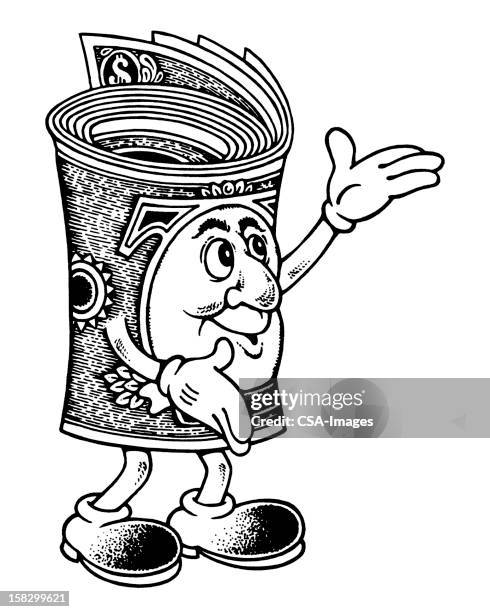 rolled up money gesturing - money roll stock illustrations