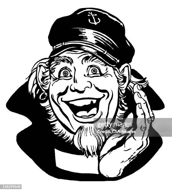 jovial ship captain - man looking inside mouth illustrated stock illustrations