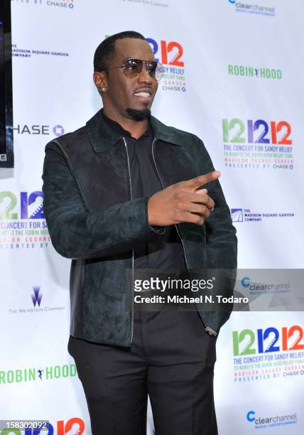 Sean Combs attends 12-12-12 the Concert for Sandy Relief at Madison Square Garden on December 12, 2012 in New York City.